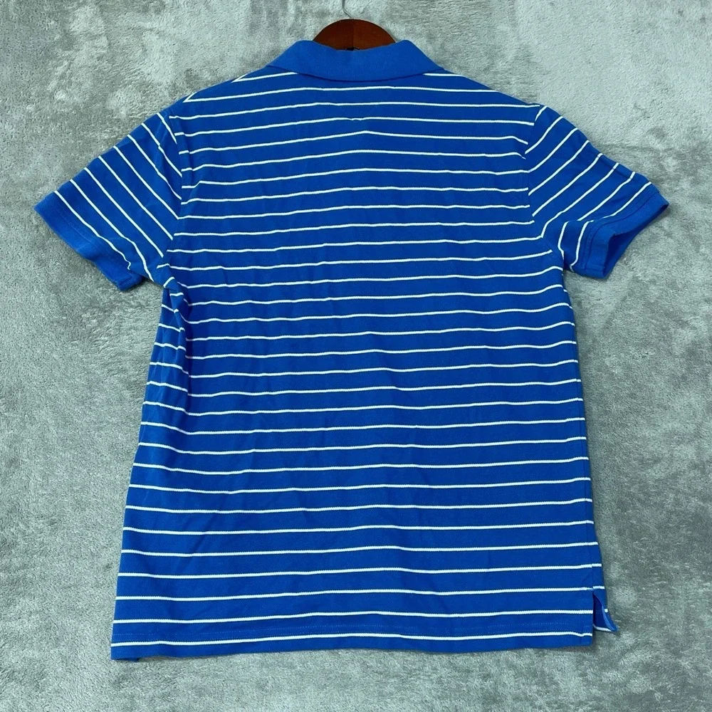Tommy Hilfiger Polo Shirt Men's M Blue Cotton Blend Striped Classic Fit